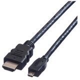 Value HDMI priključni kabel HDMI A utikač, HDMI Micro D utikač 2.00 m crna 11.99.5581 sa zaštitom HDMI kabel Cijene