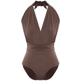 Trendyol Brown Pleated Body