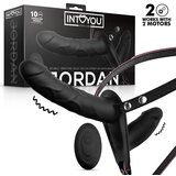 INTOYOU Jordan Double Vibrating Dildo Strap-on with Remote Black | shoptok.hr