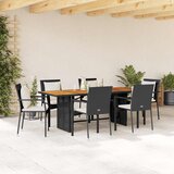  7-dijelni vrtni blagovaonski set s jastucima crni od poliratana | shoptok.hr