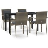  5-dijelni vrtni blagovaonski set crno-sivi od poliratana | shoptok.hr