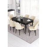Hanah home Set Trpezarijski sto i 6 stolica Eva, Krem-crna | Eponuda.ba