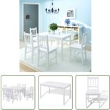 The Living Store Sedem Delni Jedilni Komplet Pohištva Borovina Bele Barve - Jedilni Komplet Pohištva, (21740757) | Shoptok.si