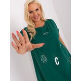 Fashion Hunters Dark green cotton blouse of loose cut larger size | shoptok.hr