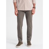 Ombre Classic men's chino pants with fine texture - dark beige | Shoptok.si