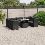 vidaXL 10-dijelni set vrtnih sofa s jastucima crni od poliratana | shoptok.hr