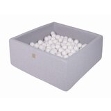 MeowBaby Square Ball Pool, 90x90x40 cm s 300 žogami, bombaž, svetlo siva: bela, (21333841) | Shoptok.si