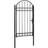  Vrata za ograjo zaobljena jeklo 100x250 cm črna | Shoptok.si