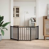  Vrata za pse sklopiva 3 panela crna 150 cm od masivna jelovina | shoptok.hr