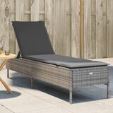 Maison Chic Ležalnik - Sončna ležalnik z blazino siv poli ratan, (22043414) | Shoptok.si