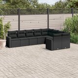 9-dijelni set vrtnih sofa s jastucima crni od poliratana Crna 65.5 x 62 x 69 cm | Shoptok.si
