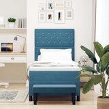  Postelja z vzmetnico z vzmetnico Temno modra 90 x 200 cm Žamet, (5000126413) | Shoptok.si