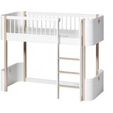 Oliver Furniture® nadstropna posteljica mini+ low loft bed 60x160 white/oak Cene