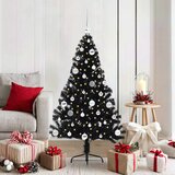 vidaXL Umjetna preddekorirana božićna jelka Črna 150 cm PVC | Shoptok.si