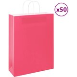 vidaXL Papirnate vrečke 50 kosov z ročaji roza 32x12x42 cm, (5000160885) Cene