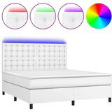  Krevet box spring s madracem LED bijeli 160x200 cm umjetna koža | shoptok.hr