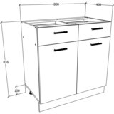 MID.YOU Kuhinjska Spodnja Omarica Esilo, Hrast, Bela | Shoptok.si