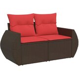  11-dijelni vrtni set s jastucima smeđi poliratan - Smeđe-crvena 1 | shoptok.hr