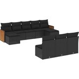vidaXL 10-dijelni set vrtnih sofa s jastucima crni od poliratana | shoptok.hr