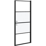  Vrata za tuš-kabinu 81x195 cm napola mutno kaljeno staklo crna | shoptok.hr