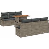 vidaXL 7-delna vrtna sedežna garnitura z blazinami siva poli ratan, 2-sedežna vrtna sofa z shranjevanjem in blazinami siva poli ratan | Shoptok.si