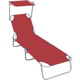  Zložljiv ležalnik s streho rdeč aluminij | Shoptok.si