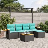  6-dijelni set vrtnih sofa od poliratana s jastucima crni | shoptok.hr