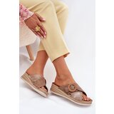 Inblu Wedge Sandals For Women With Decorative Buckle Brown | Shoptok.si