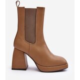 Boto Massive Heel Ankle Boots Beige Ironna | Shoptok.si