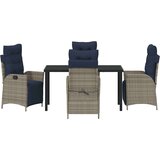  Vrtni set za objed s jastukom 5 pcs Siva i crna Ratan | shoptok.hr