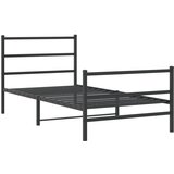  The Living Store Kovinski posteljni okvir z vzglavjem in vznožjem črn 100x190 cm - Posteljni Okvir, (21527919) | Shoptok.si