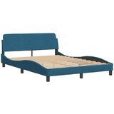  The Living Store Posteljni okvir z vzglavjem moder 120x200 cm žamet - Posteljni Okvir, (21489428) | Shoptok.si