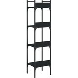 Police Knjižna polica 4-nadstropna črna 35x30x138,5 cm inženirski les | Shoptok.si