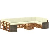  Set vanjskih sofa s jastukom 11 pcs Prirodna i krem Poliester | Eponuda.com