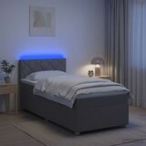 Krevet s box springom madracem i LED-om Svjetlosiva Tkanina - Svjetlosiva jedna veličina Dizajn s rombovima | shoptok.hr