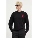 Hugo Bombažen pulover črna barva, 50516617