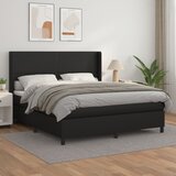  s oprugama i madracem crni 180 x 200 cm od umjetne kože | shoptok.hr