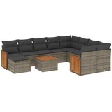 Maison Chic Seti vrtnega pohištva - Vrtna garnitura - Vrtni pohištvo set 11-delna z blazinami siv poli ratan, (21810244) | Shoptok.si