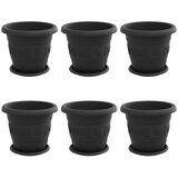  Lončki za rastline 6 pcs Črna Ø 22 x 18 cm Plastika, (5000207859) | Shoptok.si