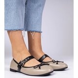 Gemre Dark beige women's ballet flats with a bow Mansy | shoptok.hr