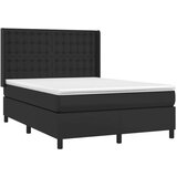  Box spring s madracem LED crni 140 x 190 cm umjetna koža | shoptok.hr