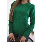 Kesi Sweater with cable weave in green color | shoptok.hr