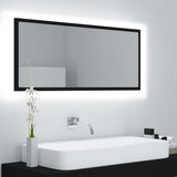 vidaXL LED kopalniško ogledalo črno 100x8,5x37 cm iverna plošča Cene