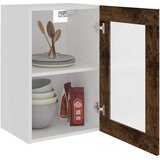 vidaXL Steklena viseča omarica dimljeni hrast 40x31x60 cm inežnir. les | Shoptok.si