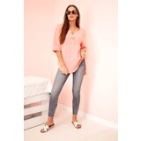 Kesi Włoski Women's muslin shirt with a button apricot | shoptok.hr