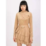 Fashion Hunters Dark beige velor blouse with long sleeves from Kigali