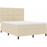  Krevet s opruga kutije s LED trakama Krema 140 x 190 cm tkanina | Shoptok.si