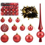  Umjetno božićno drvce s kuglicom 150 cm 150 LED lampica - Zelena i bijela 150 cm s LED-ima i crvenim lopticama | shoptok.hr