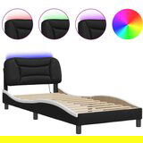 Maison Chic Posteljni okvir - Enojna postelja - Postelja za odrasle z LED lučkami črn in bel 90x190 cm umetno usnje, (21696833) | Shoptok.si