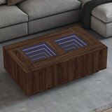 vidaXL Klubska mizica z neskončnimi LED rjavi hrast 116x69x40 cm Cene